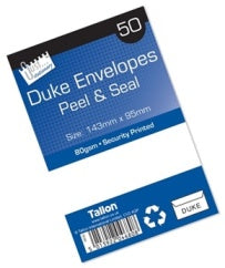 TALLON WHITE ENVELOPES - DUKE - 50PK - PEAL SEAL. T4680 \\\T4680