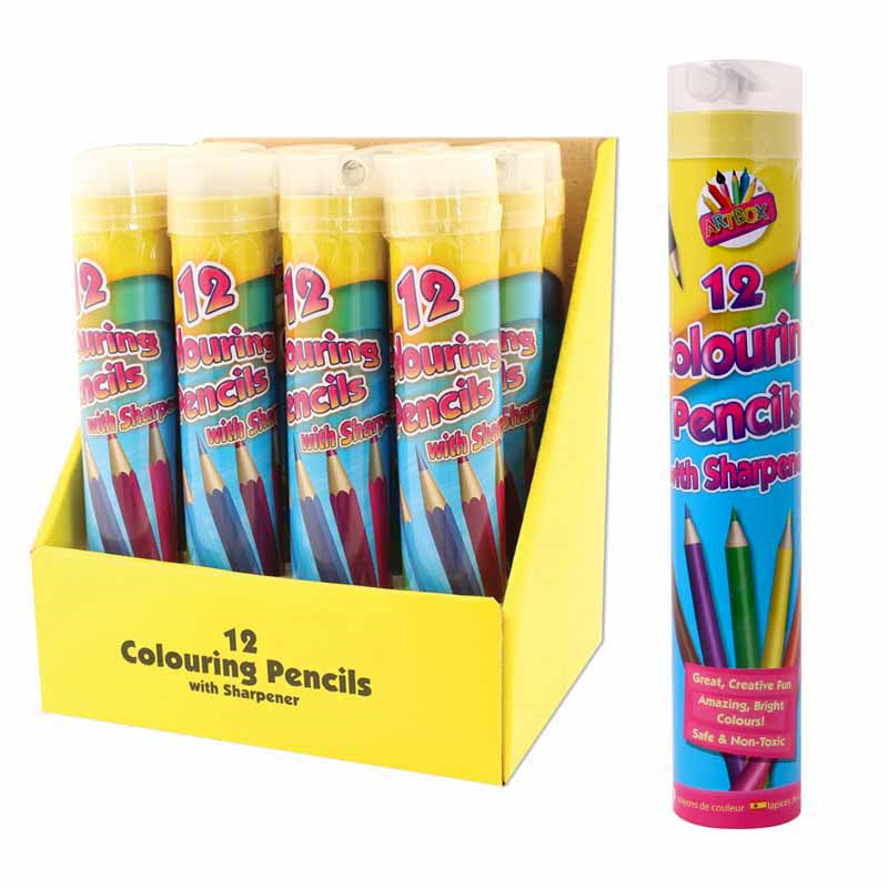 TALLON FULL SIZE COLOUR PENCILS + SHARPENER - 12PK. T5024 \\\T5024