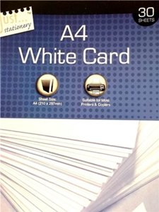 JUST STATIONERY A4 WHITE CARDS 150GSM 30/SHEETS. T5095 \\\T5095