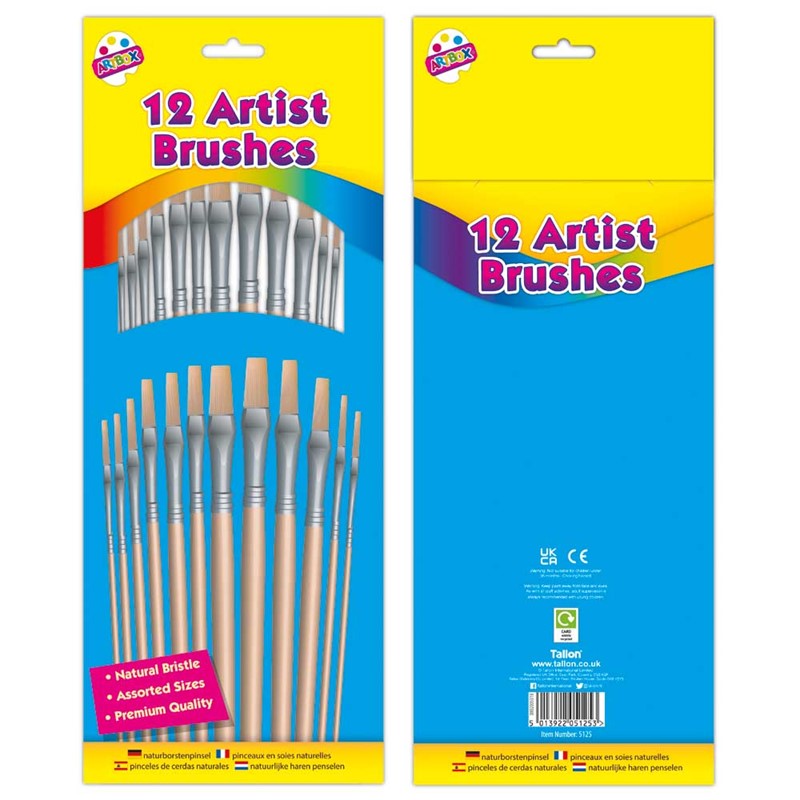 TALLON ARTIST NATURAL BRISTLE BRUSHES - 12PK. TA5125 \\\T5125