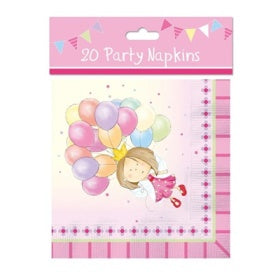 PACK 20 CHILDRENS BIRTHDAY PARTY PAPER NAPKINS - GIRLS FAIRY PRINCESS. TA5785 \\\TA5785