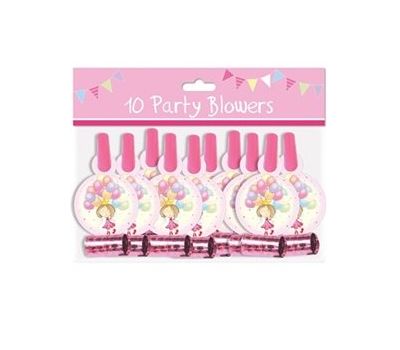 PACK 10 CHILDRENS BIRTHDAY PARTY BLOWERS - GIRLS FAIRY PRINCESS. TA5787 \\\TA5787
