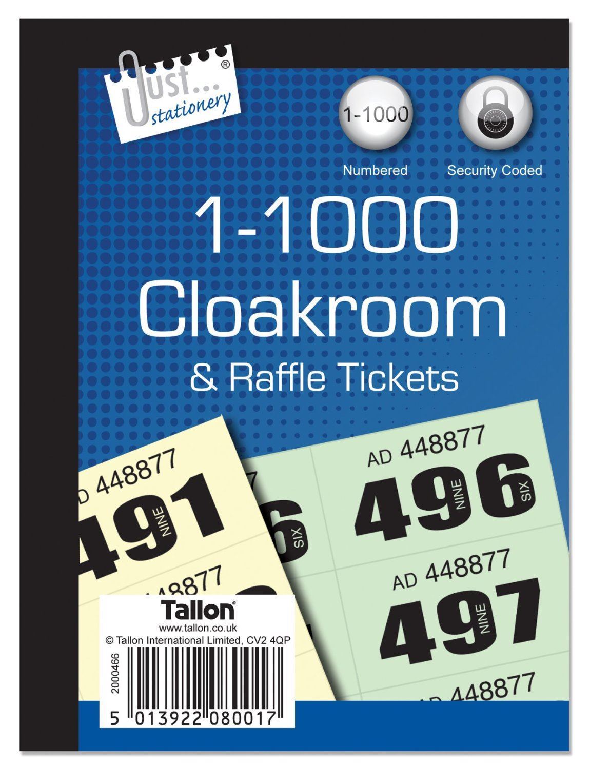 STATIONERY CLOAKROOM AND RAFFLE TICKETS 1 TO 1000. TA8001 \\\TA8001