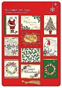 50 CHRISTMAS FOIL TAGS TRADITIONAL DESIGN. TRDD \\\TRDD