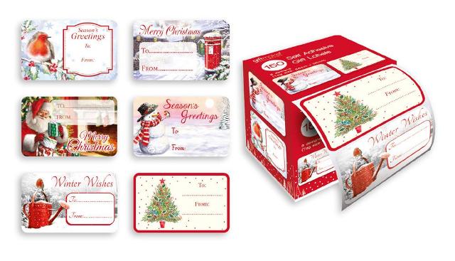 SELF ADHESIVE GIFT LABELS CHRISTMAS TRADITIONAL PACK 150. TWLV \\\TWLV