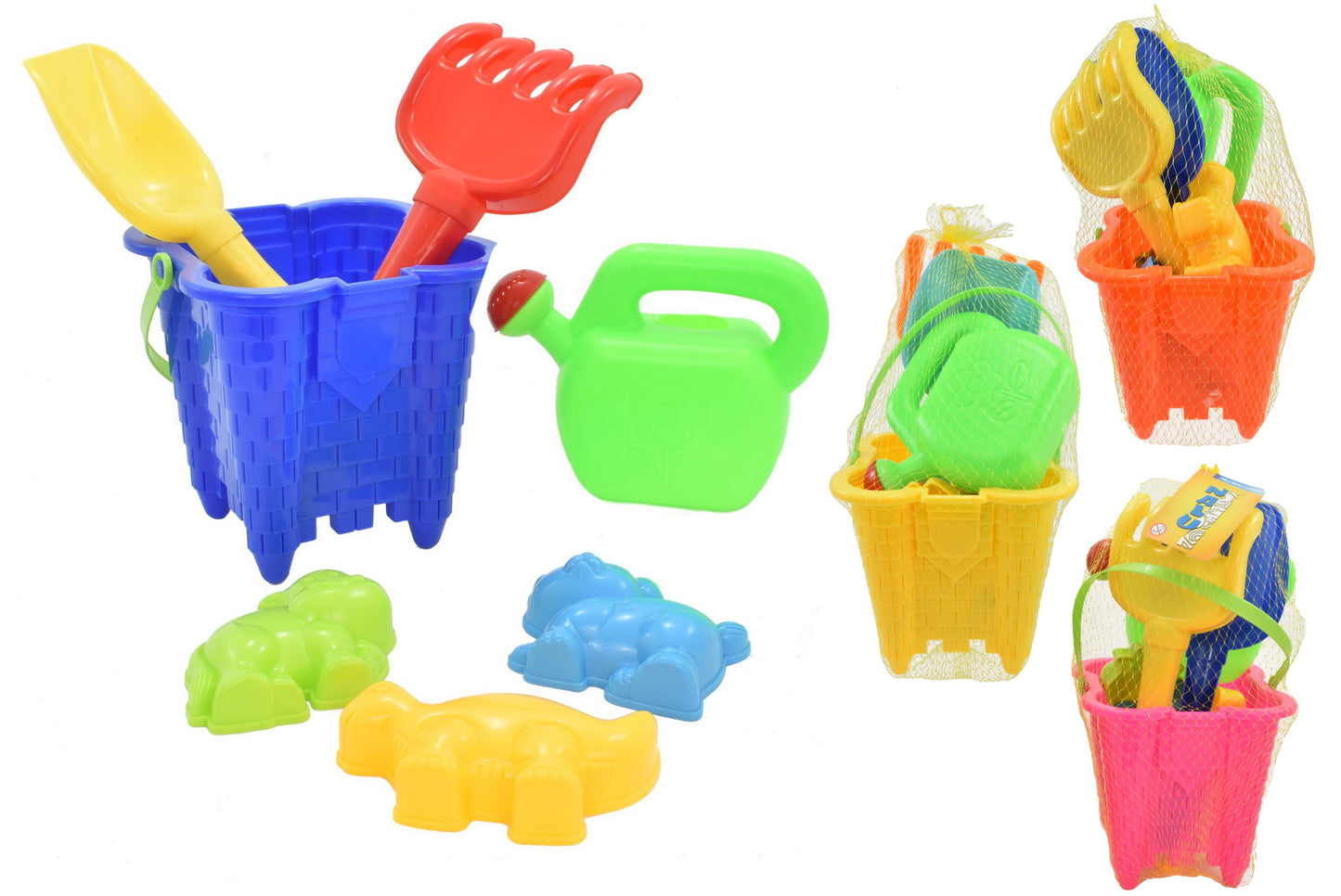 ASSORTED SQUARE CASTLE BEACH BUCKET SET 7PCS. TY1976 \\\TY1976YELLOW