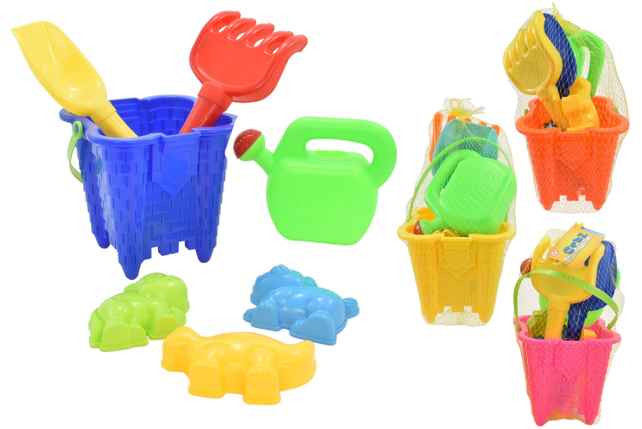 ASSORTED SQUARE CASTLE BEACH BUCKET SET 7PCS. TY1976 \\\TY1976YELLOW