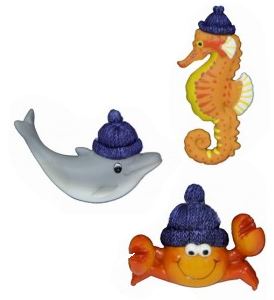 PACK OF 3 ASSORTED DESIGN ANIMAL MAGNET (CRAB  SEA HORSE  DOLPHIN). TY7244 \\\TY7244