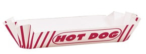 8 HOT DOG RED WHITE DISPOSABLE PAPER TRAYS HOLLYWOOD CINEMA RETRO PARTY BBQ FUN. UNI90688 \\\UNI90688