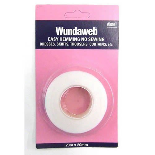 WUNDAWEB 20M EXTRA STRONG IRON WUNDAWEB HEMMING WEB WONDERWEB HEM NO SEWING FABRIC TAPE 20MM. VIL907 \\\VIL907