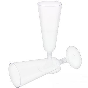 6 CLEAR PLASTIC CHAMPAGNE FLUTES - 1 PACK. DE021 \\\VPLCHAM6