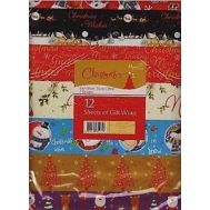 12 SHEETS OF ASSORTED CHRISTMAS GIFT WRAP. WCXM WWFF \\\WCXM