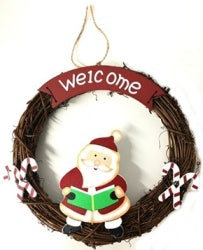 CHRISTMAS WREATH WICKER SANTA DESIGN FOR HANGING DECORATION. WETH_SANTA \\\WETH_SANTA