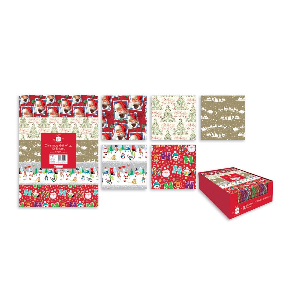 GIFTMAKER CHRISTMAS GIFT WRAP 50CM X 50CM 10/SHEETS. WFWW \\\WFWW