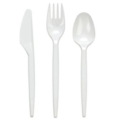 100 WHITE DISPOSABLE PLASTIC STRONG KNIVES KNIFE. VPLK100 \\\WHITECUTKNI