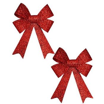 2 PACK GLITTER BOWS RED COLOUR. X13497 \\\X13497