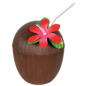 PLASTIC COCONUT CUP WITH STRAW. X14126 \\\X14126