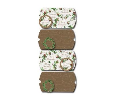 4 PILLOW CHRISTMAS TRADITIONAL GIFT BOX POUCHES. X14364 \\\X14364