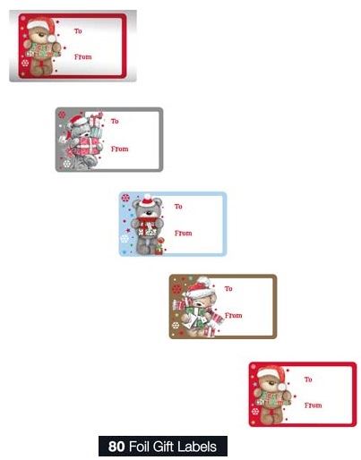 BEARS FOIL GIFT LABLES PACK OF 80. X14454 \\\X14454
