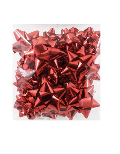 20 ASSORTED SIZE RED METALLIC BOWS. X15669 \\\X15669