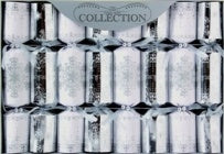 8 PREMIUM CHRISTMAS CRACKERS GLITTER SILVER WHITE. XAFCC1602 \\\XAFCC1602