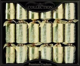 6 PREMIUM CHRISTMAS CRACKERS GLITTER GOLD. XAFCC1608 \\\XAFCC1608