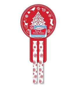 CHRISTMAS FESTIVE PENS STICKY NOTE PAD FESTIVE PARTY GIFT SET SNOWFLAKE. XPENW \\\XFBCSNOWFLAKE