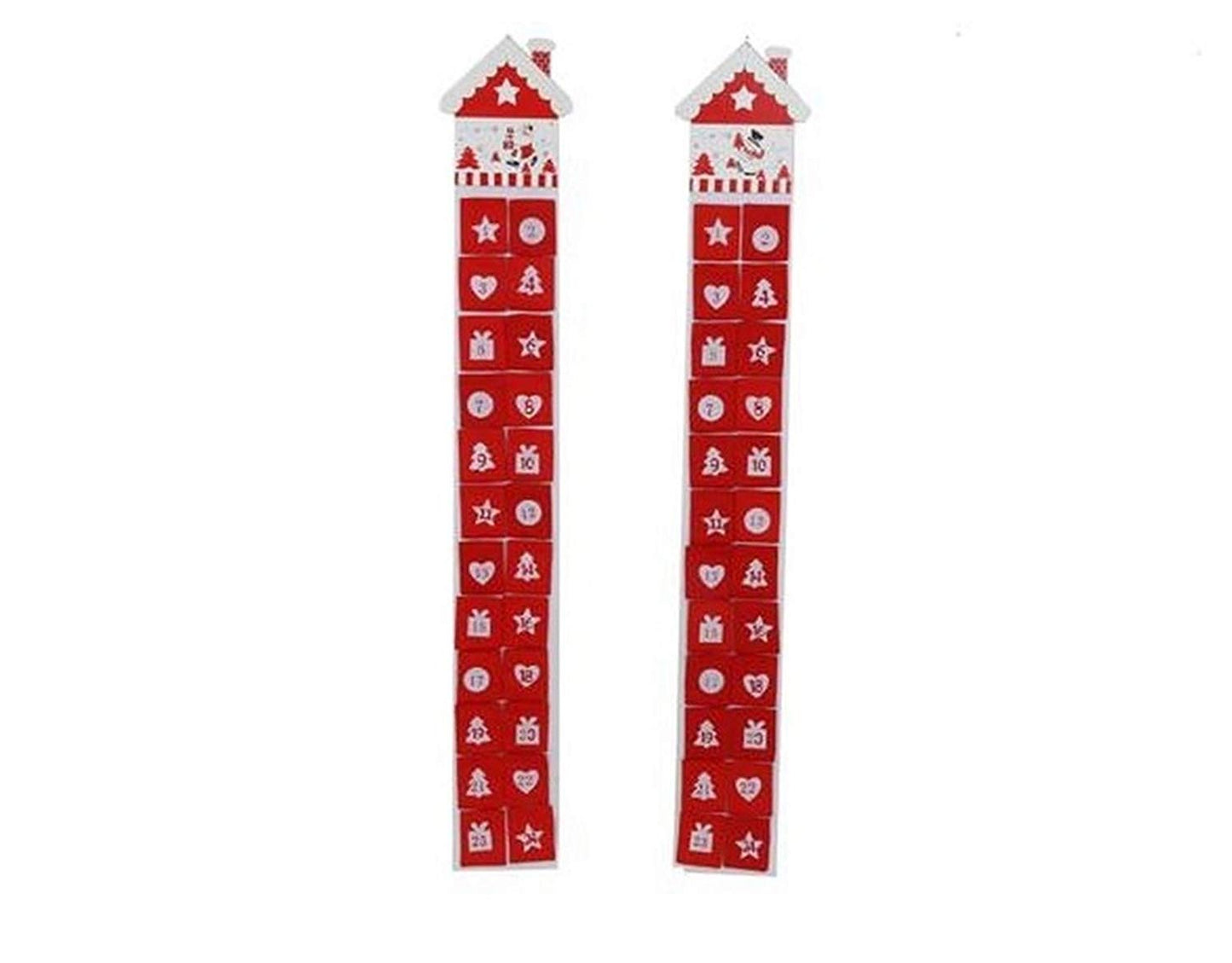 EXTRA LONG CUTE HOUSE RED WHITE FELT  ADVENT CALENDAR WITH NUMBERED POCKET CHRISTMAS XMAS DECORATION. XM1944 \\\XM1944