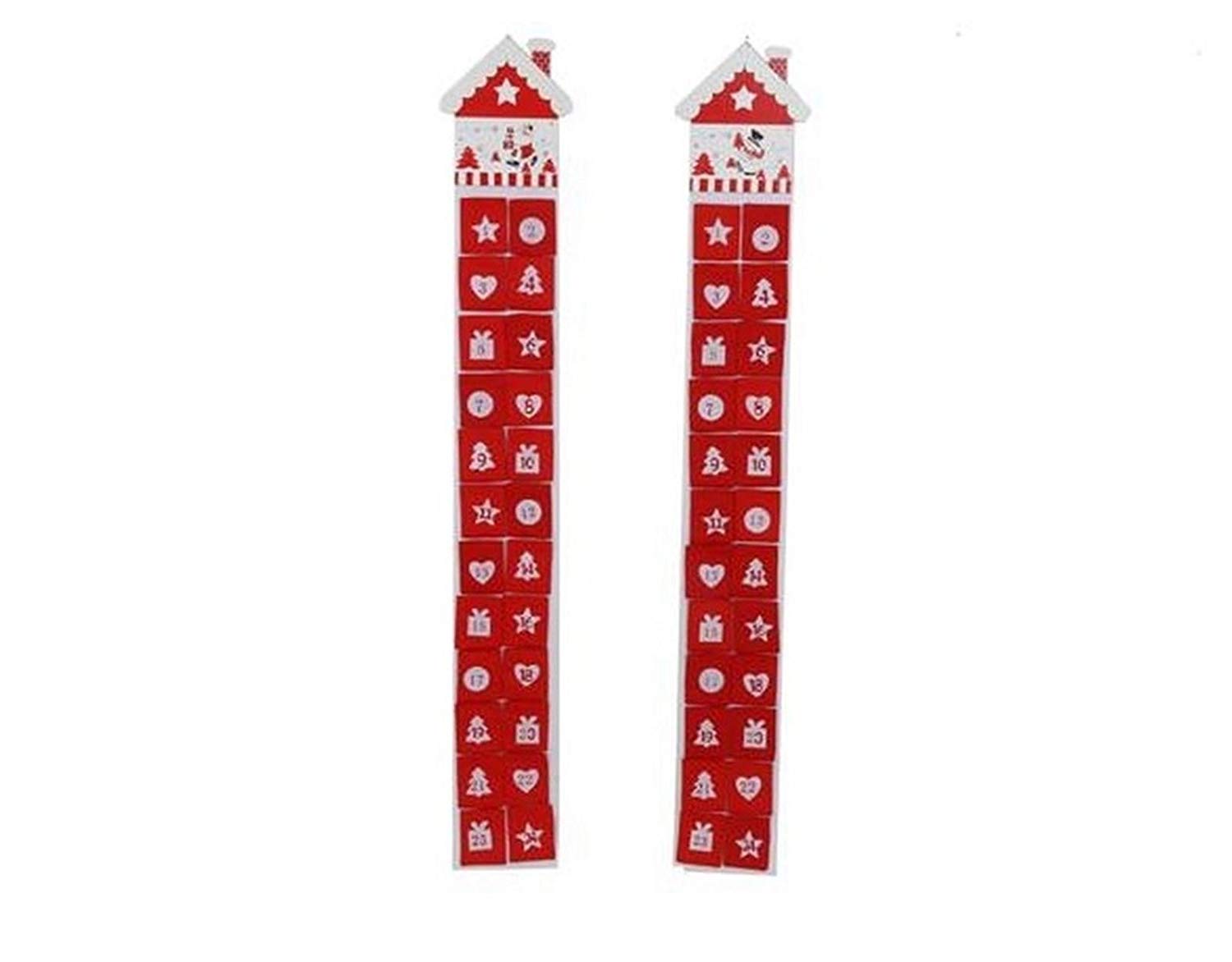 EXTRA LONG CUTE HOUSE RED WHITE FELT  ADVENT CALENDAR WITH NUMBERED POCKET CHRISTMAS XMAS DECORATION. XM1944 \\\XM1944