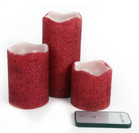 3 BATTERY OPERATED LED CANDLE SET RED. XMR0185 \\\XMR0185