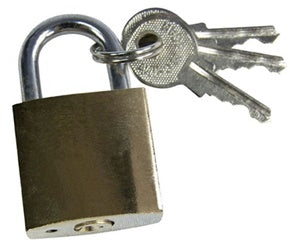38MM BRASS PLATED PADLOCK WITH 3 KEYS. AMXXSEL02 \\\XXSEL02
