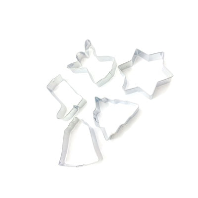 5 CHRISTMAS COOKIE BISCUIT DOUGH PASTRY CUTTERS XMAS TREE ANGEL STAR BELL STOCKING PARTY BAKING MOUL. Z98694 \\\Z98694