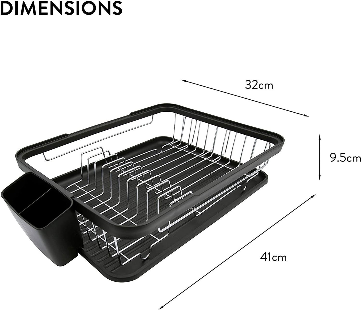 ANIKA KITCHEN DISH DRAINER RACK 41 X 32 X 9.5CM - BLACK. BML69049