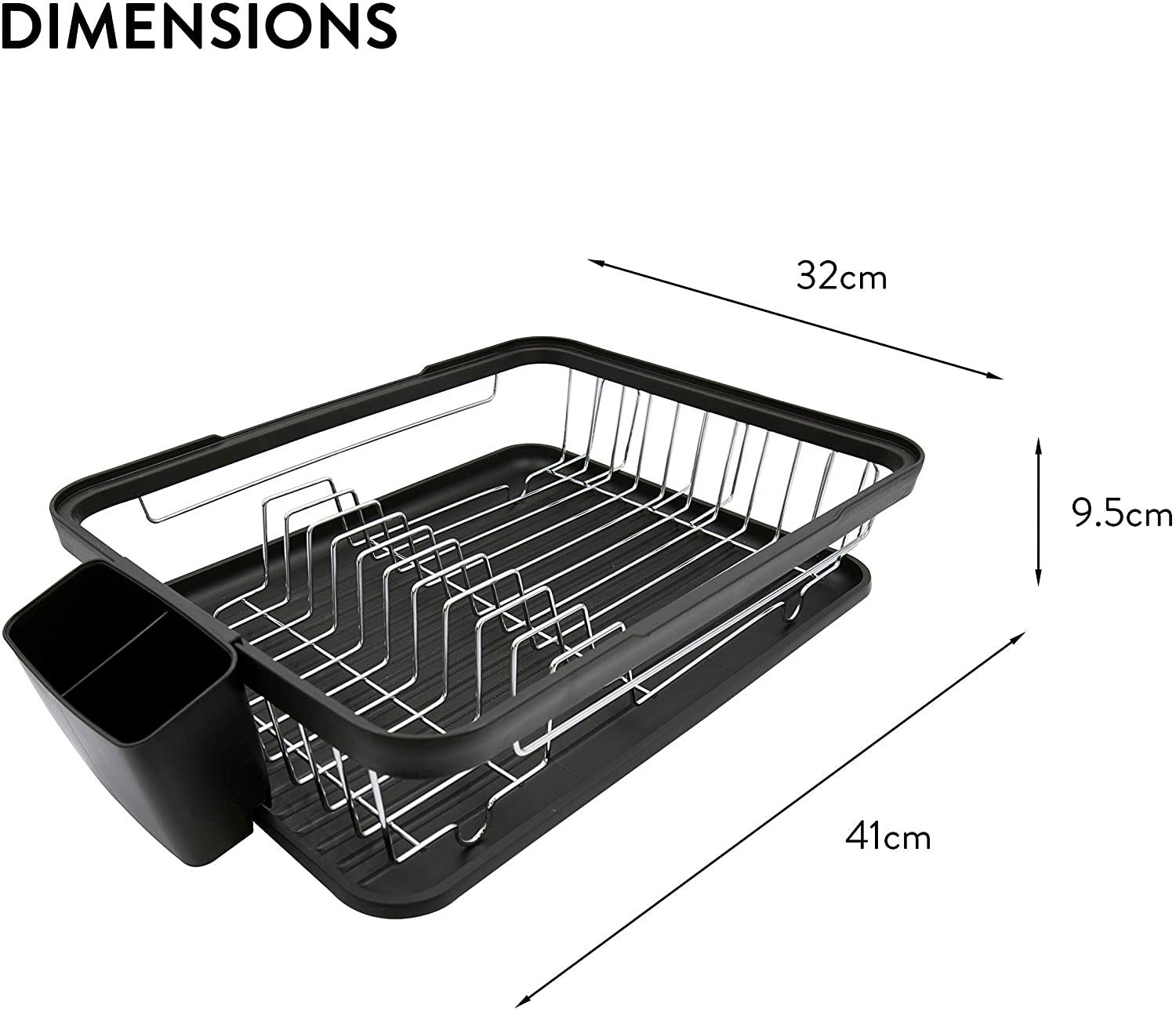ANIKA KITCHEN DISH DRAINER RACK 41 X 32 X 9.5CM - BLACK. BML69049