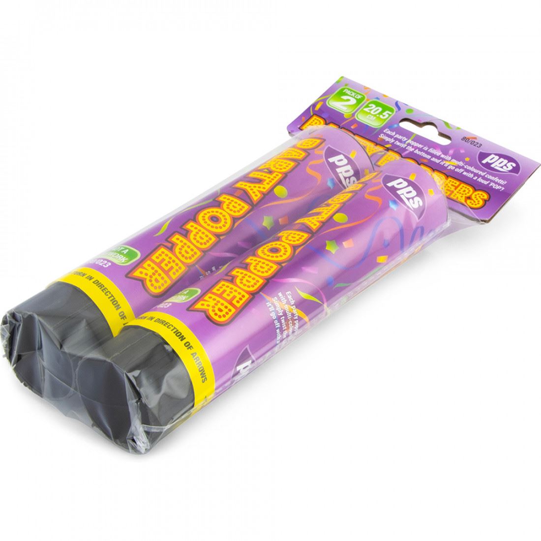 PPS COLOUR CONFETTI CANNON PARTY POPPERS 21 CM 2/PK. PPS80023