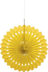 UNIQUE PARTY TISSUE PAPER FAN DECORATION 40CM - YELLOW. UNI64261
