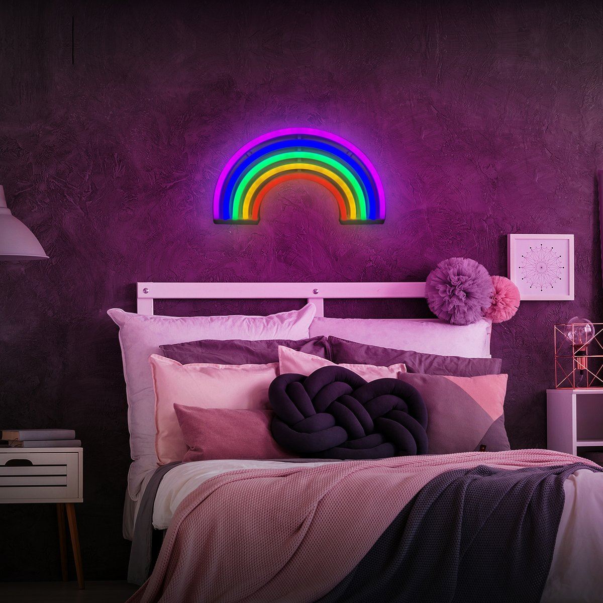 BATTERY OPERATED / USB POWERED NEON LED WALL LIGHT  30CM X 16CM- RAINBOW. AQN01