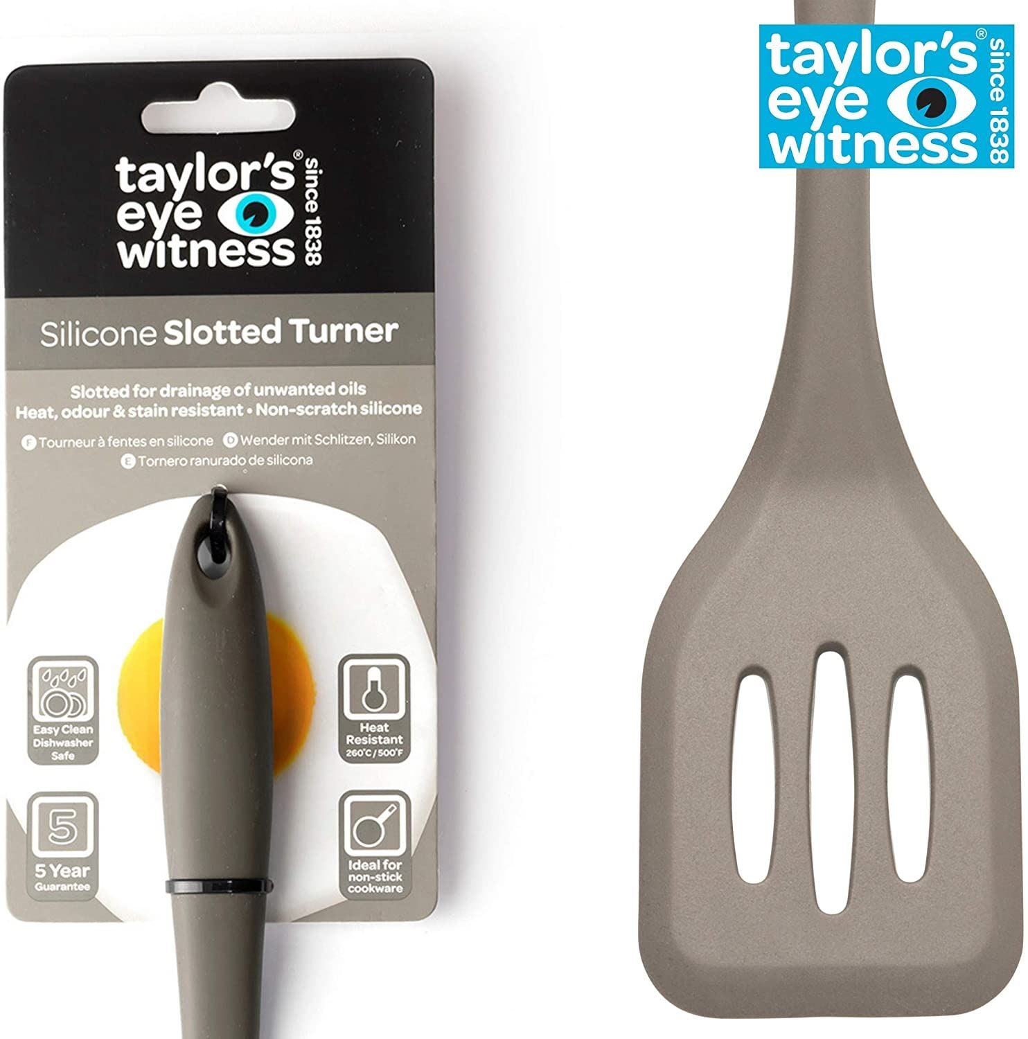 TAYLORS EYE WITNES GREY SILICONE SLOTTED TURNER 27CM. LTS007