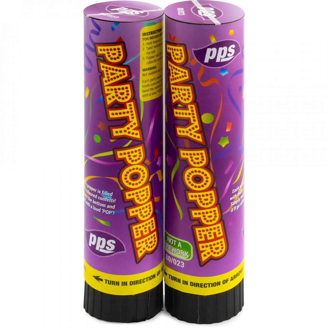 PPS COLOUR CONFETTI CANNON PARTY POPPERS 21 CM 2/PK. PPS80023