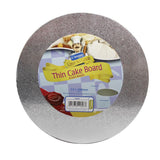 KINGFISHER 12 PACK ROUND THIN CAKE BOARD SILVER 8 INCH 20 CM. CAKE1_12