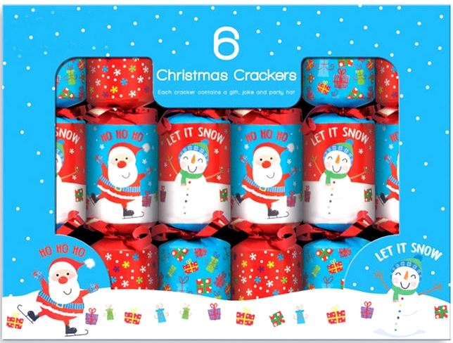 6 CHRISTMAS CRACKERS SANTA SNOWMAN DESIGN. CRNO