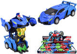 ASSORTED COLOUR PULL BACK DIECAST TRANSFORMING ROBOT WARRIOR CAR. TY2091