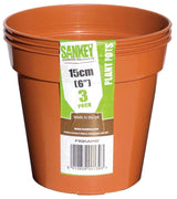 SHANKY PLASTIC FLOWER GROW POT 15CM PACK OF 3. GN0283