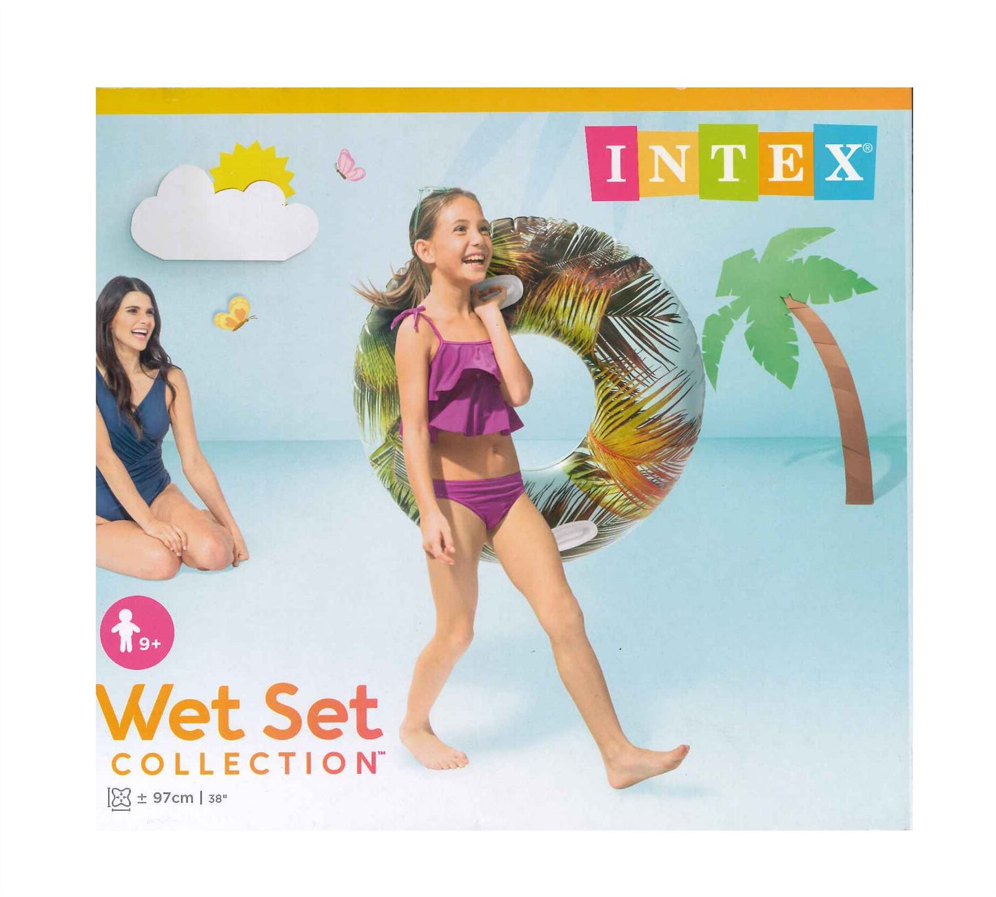 INTEX 38 INCH INFLATABLELUSH TROPICAL TUBE POOL FLOAT WITH HANDLE. TY6824