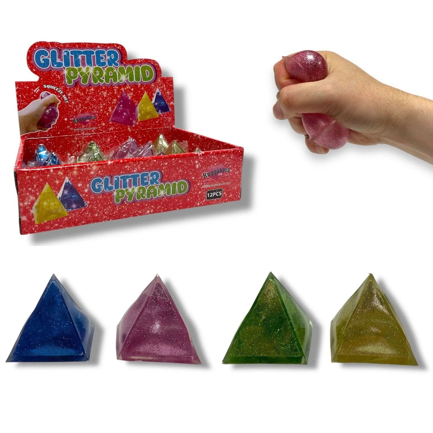 ASSORTED COLOUR GLITTER PYRAMID 7CM. HU8084