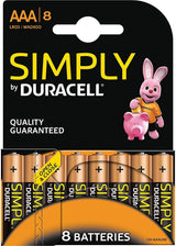 PACK OF 8 DURACELL SIMPLY BATTERIES MICRO AAA LR03 MN2400. MN2400B8SIMPLY