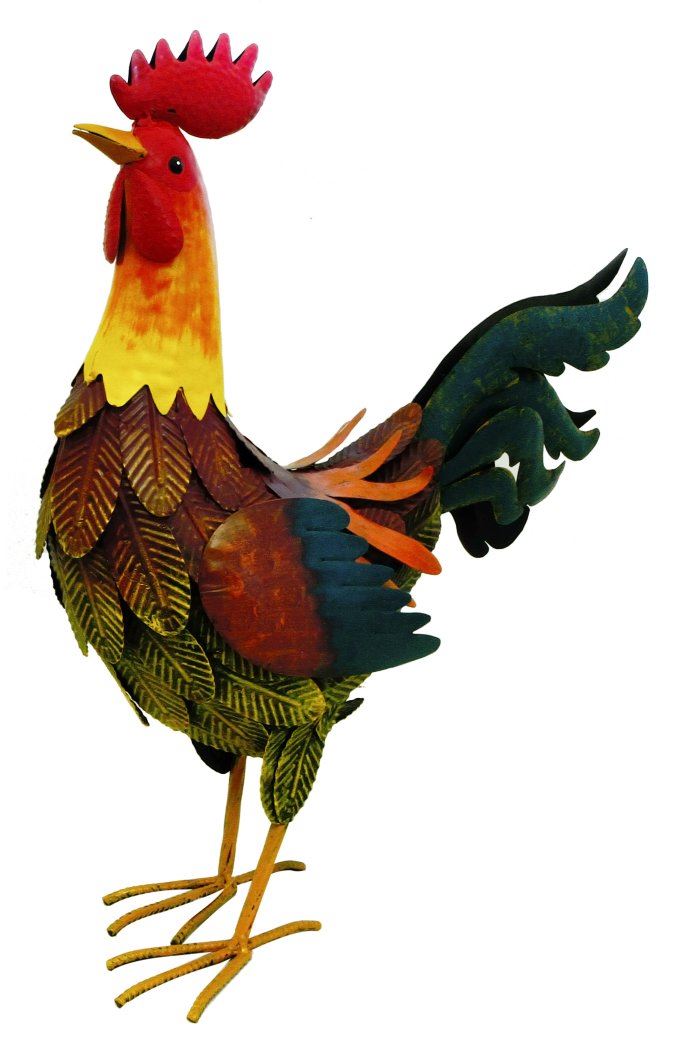 METAL LARGE COCKEREL GARDEN ORNAMENT. RT84006
