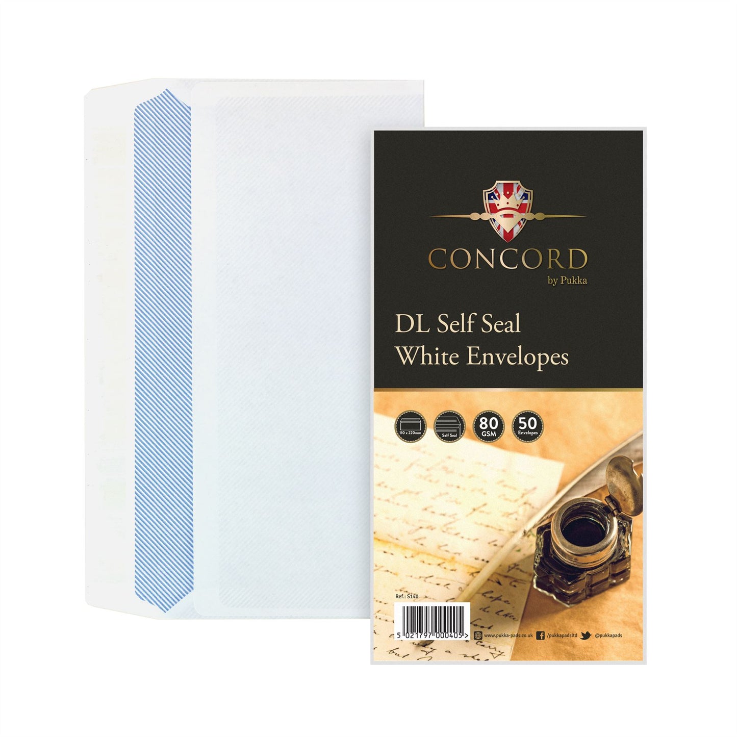 CONCORD DL WHITE SELF SEAL ENVELOPES 50/PK. S140