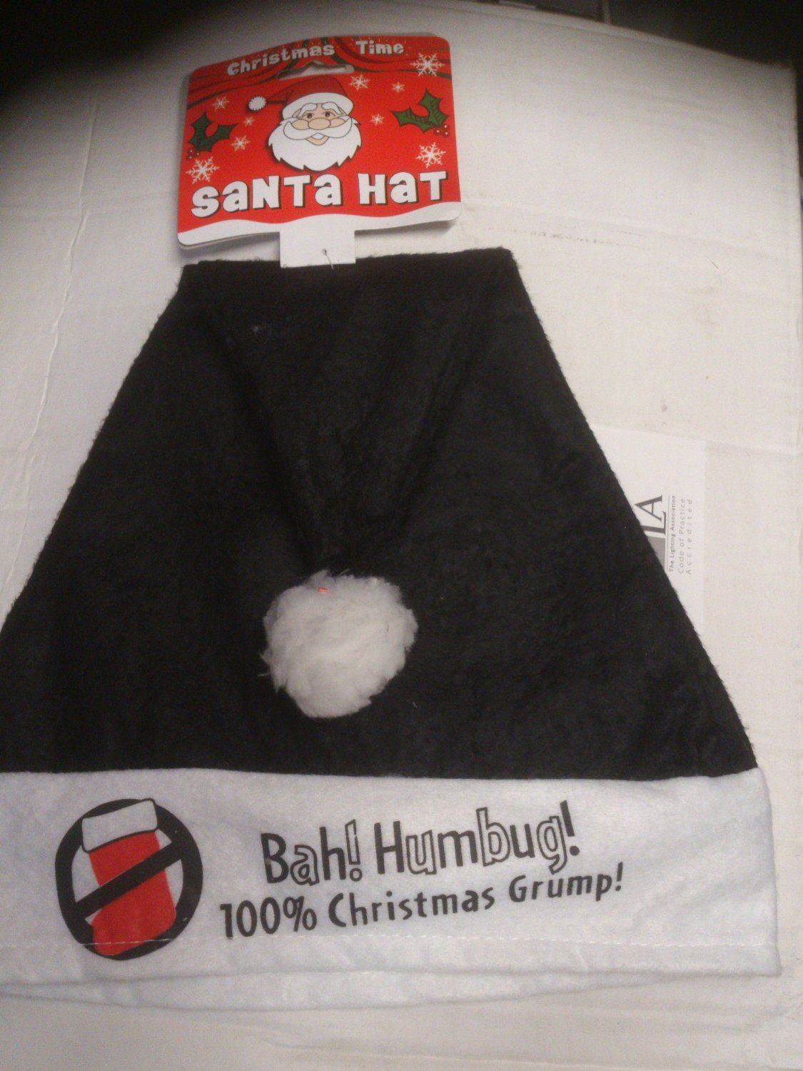 BAH HUMBUG BLACK SANTA CHRISTMAS HAT 520022 293211. PM251617