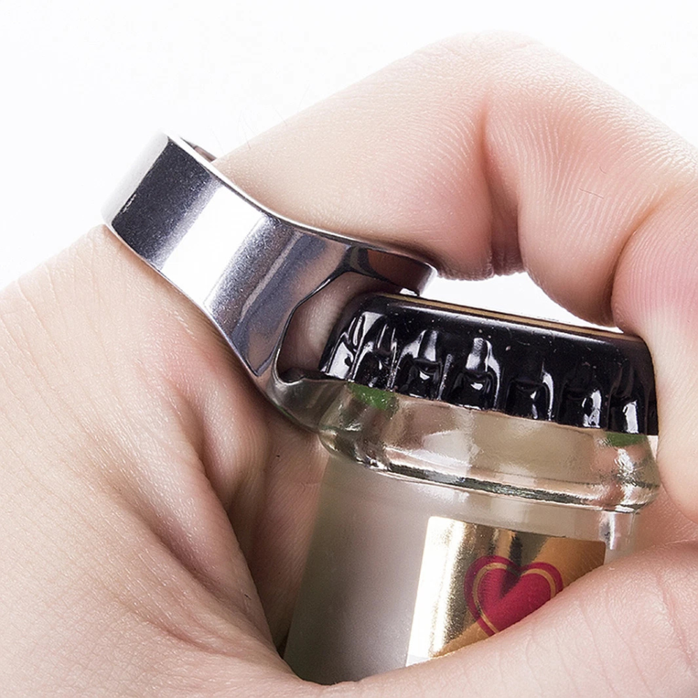 HANDY SILVER CHROME STAINLESS STEEL BAR FINGER BOTTLE OPENER. 79502922